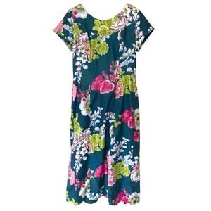 Vintage UI-MAIKAI 1960’s Floral Hawaiian Maxi Dress Bark Cloth Material, Sm/Med